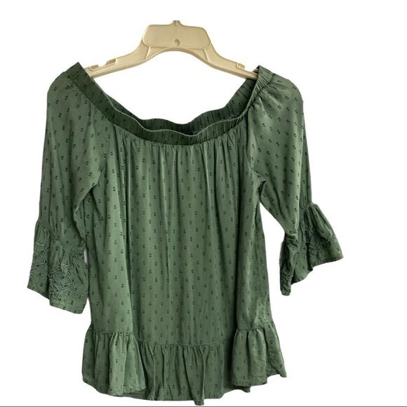 BLUE RAIN, women’s top, CottageCore, Boho,XS,Green - Picture 1 of 12